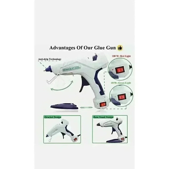 Hot Glue Gun Monvict Full Size Glue Gun 60/100W Base Stand Heavy Duty Melt Gl... - Picture 3 of 5